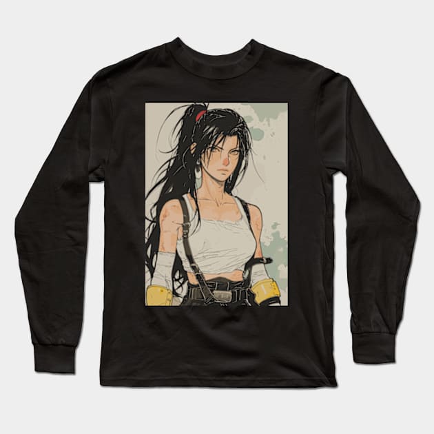 Tifa Lockhart FF7 Final Fantasy VII Rebirth Long Sleeve T-Shirt by peculiarbutcute